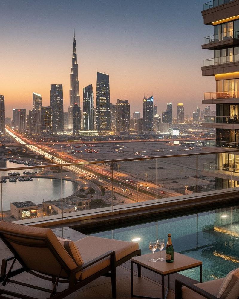 Refined Dubai skyline stay with evening city atmosphere
